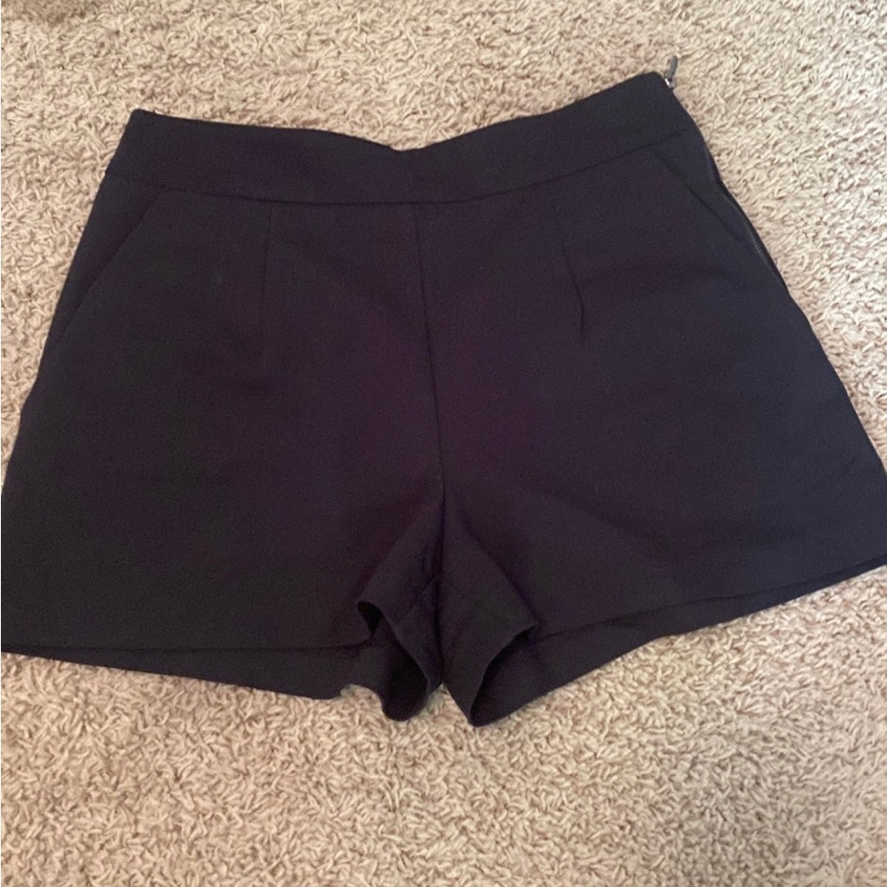 Black work shorts with side zip